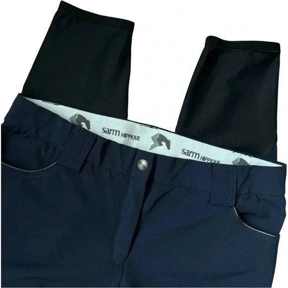 S Hippique | Equestrian Riding Pants | Navy Blue Breeches | Suede Grips | US 30 - Picture 3 of 6